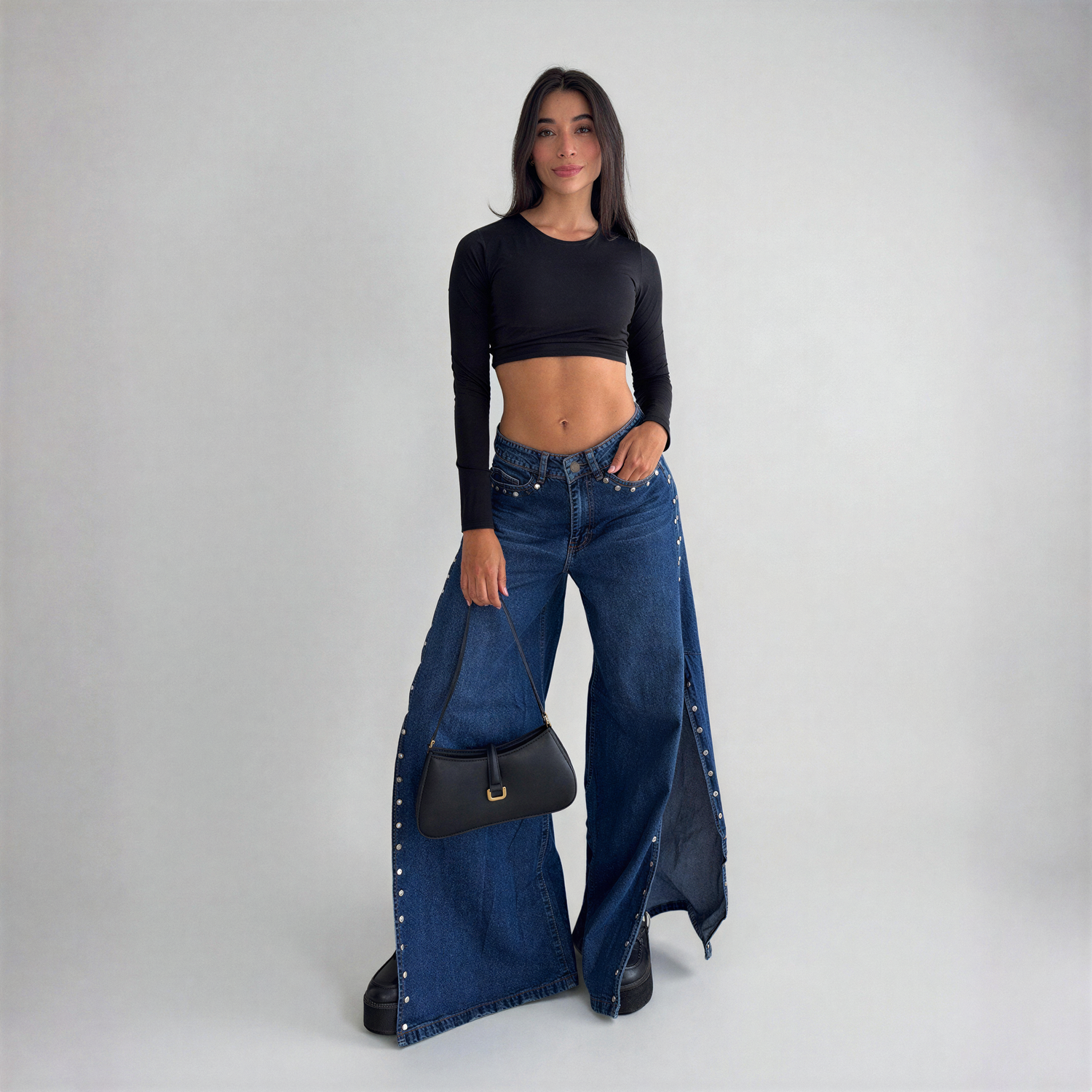 James Studs — Slit Hem Jean with Metal Studs