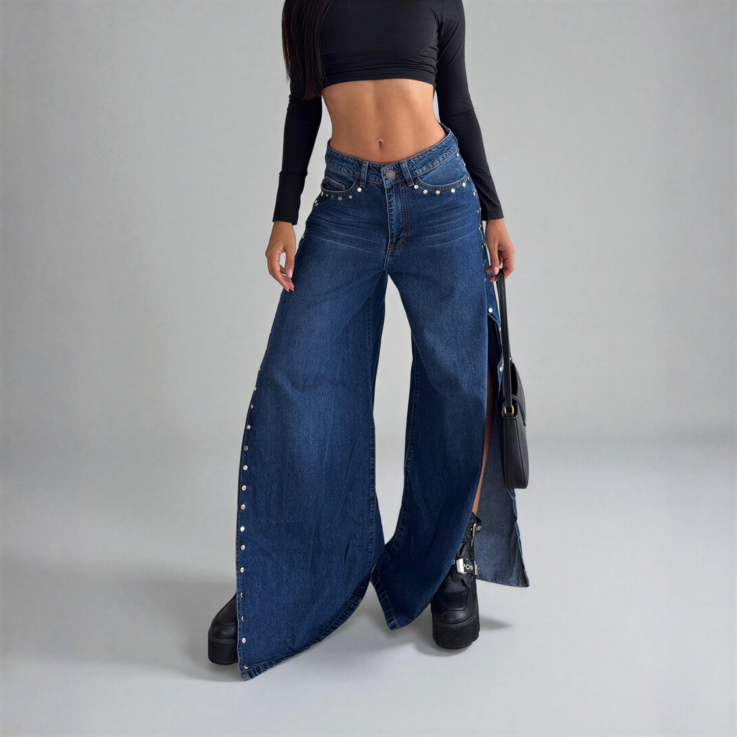 James Studs — Slit Hem Jean with Metal Studs