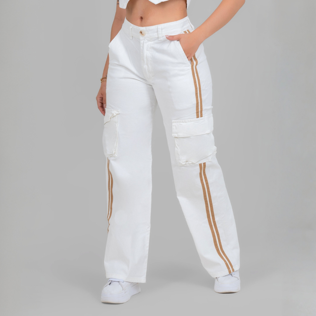Beline Trouser — Cargo Pant with Gold Stripe