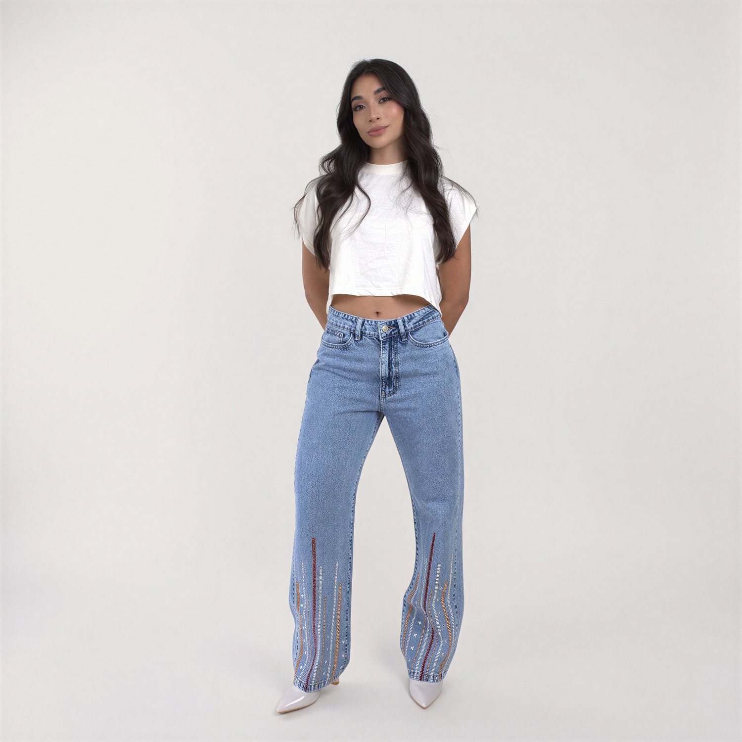 Glow Up — Subtle Shimmer Straight Leg Jean