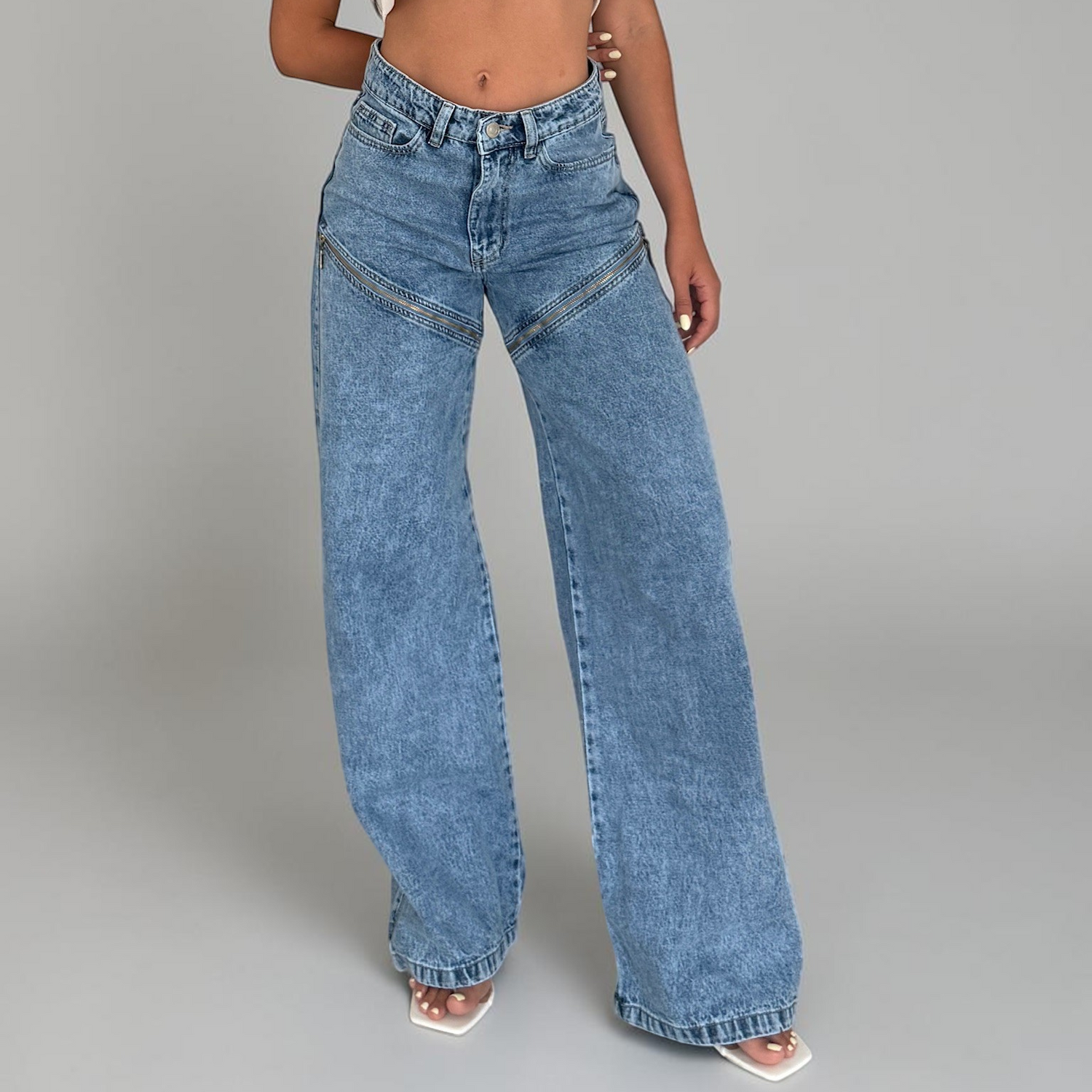 Zippa — Straight Leg Jean with Side Zip Detail