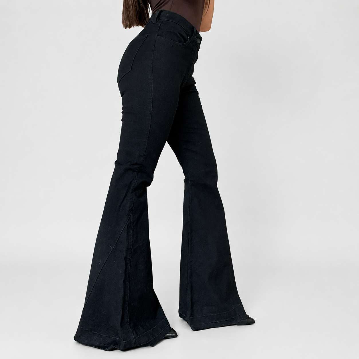 Luma Black — High-Rise Extra-Wide Flare Jean