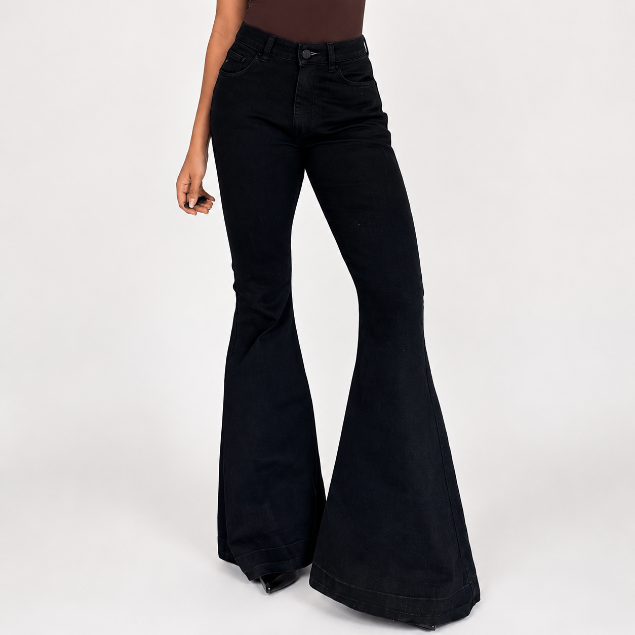 Luma Black — High-Rise Extra-Wide Flare Jean
