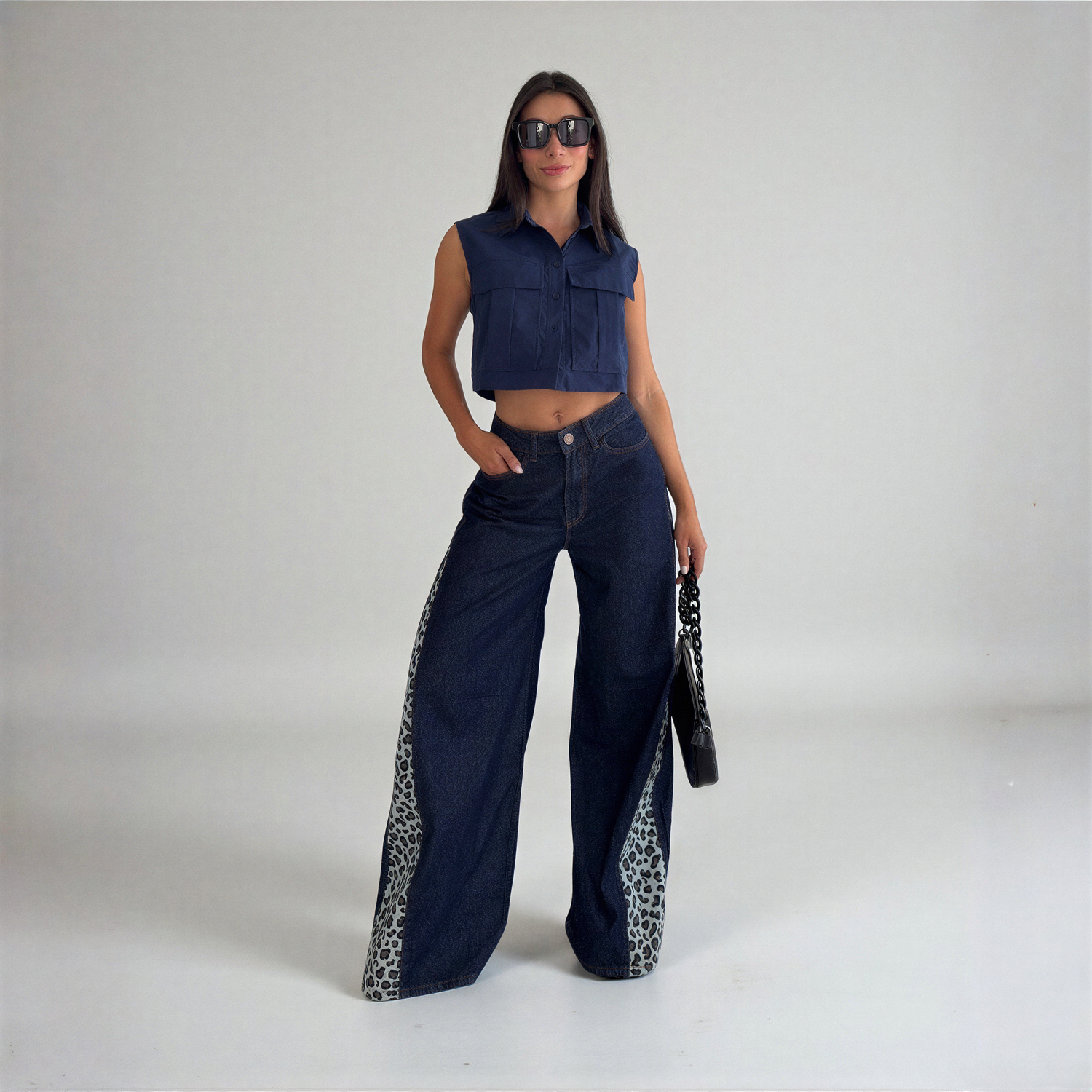 Leoprint — Wide-Leg Jean with Leopard Detail