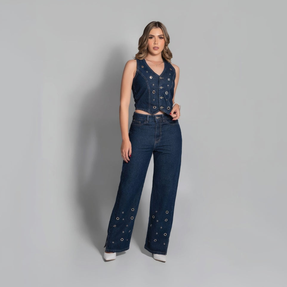 Orbit Jean — Dark Denim with Metallic Hardware