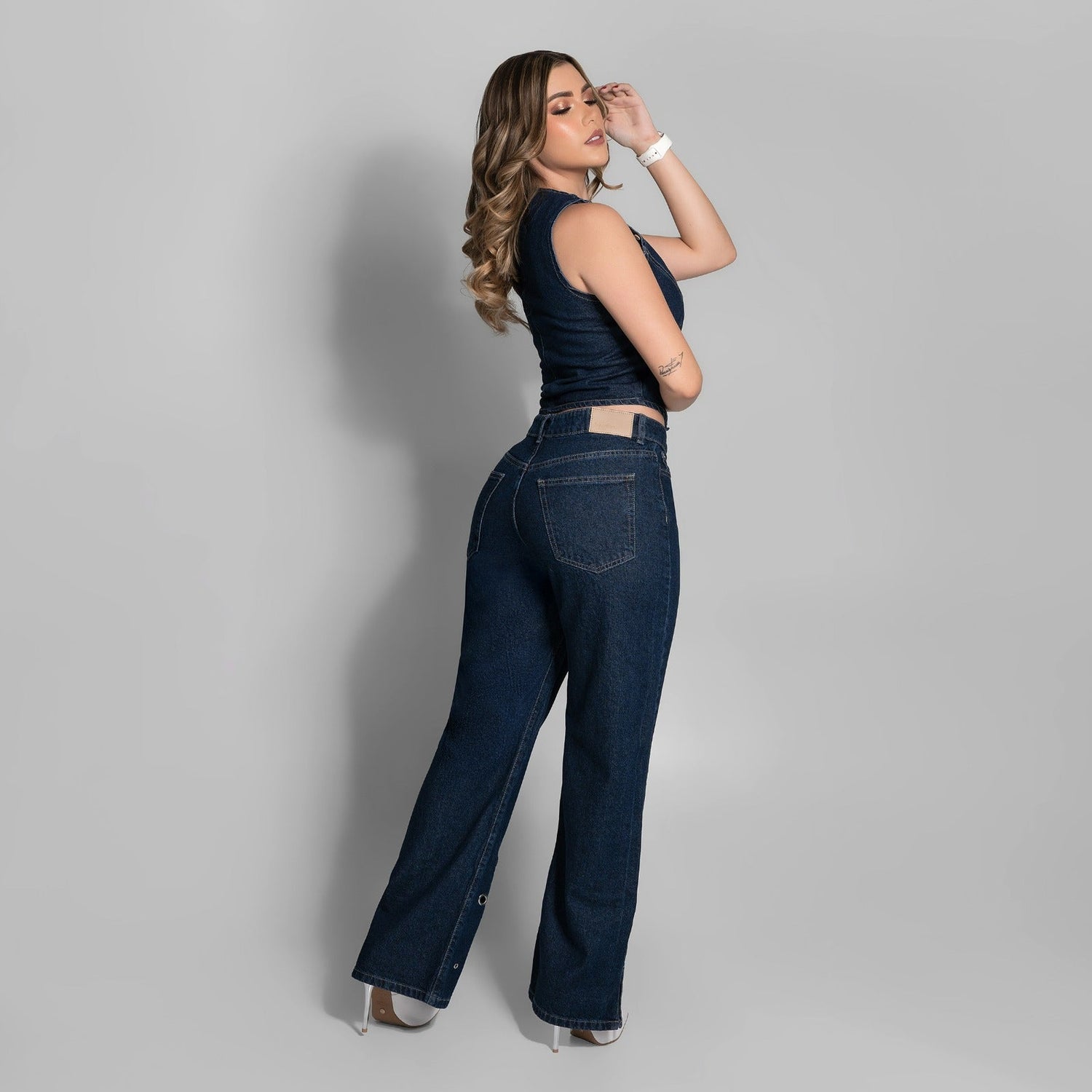 Orbit Jean — Dark Denim with Metallic Hardware