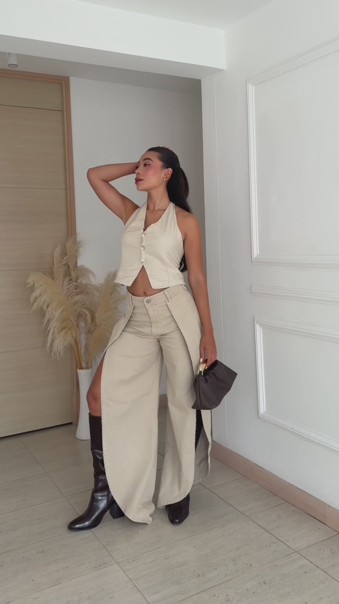 Ola — Wide-Leg Jean with Floating Panel & Side Slit