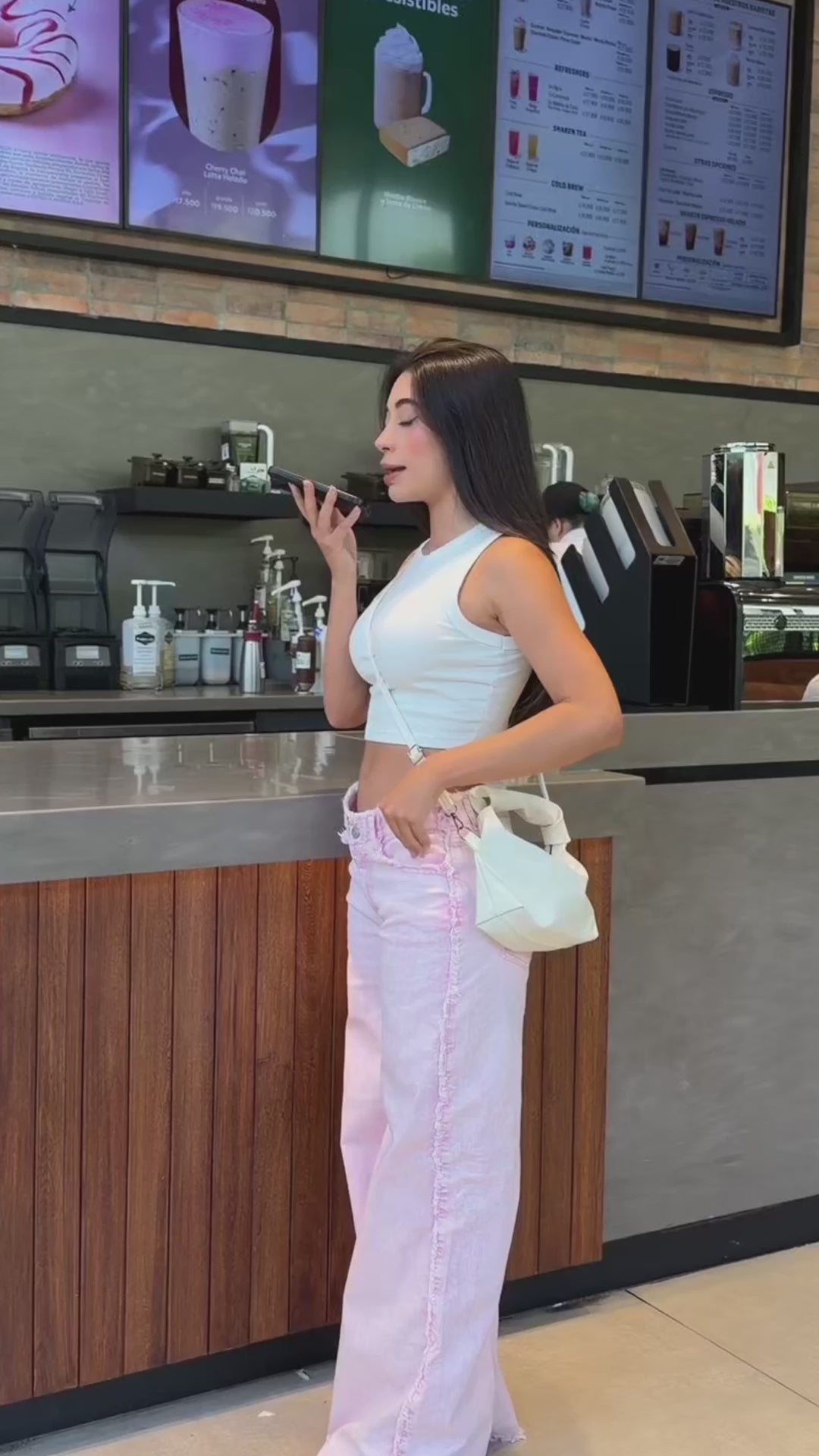 Rosé Latte — Wide Leg Jean with Frayed Waistband
