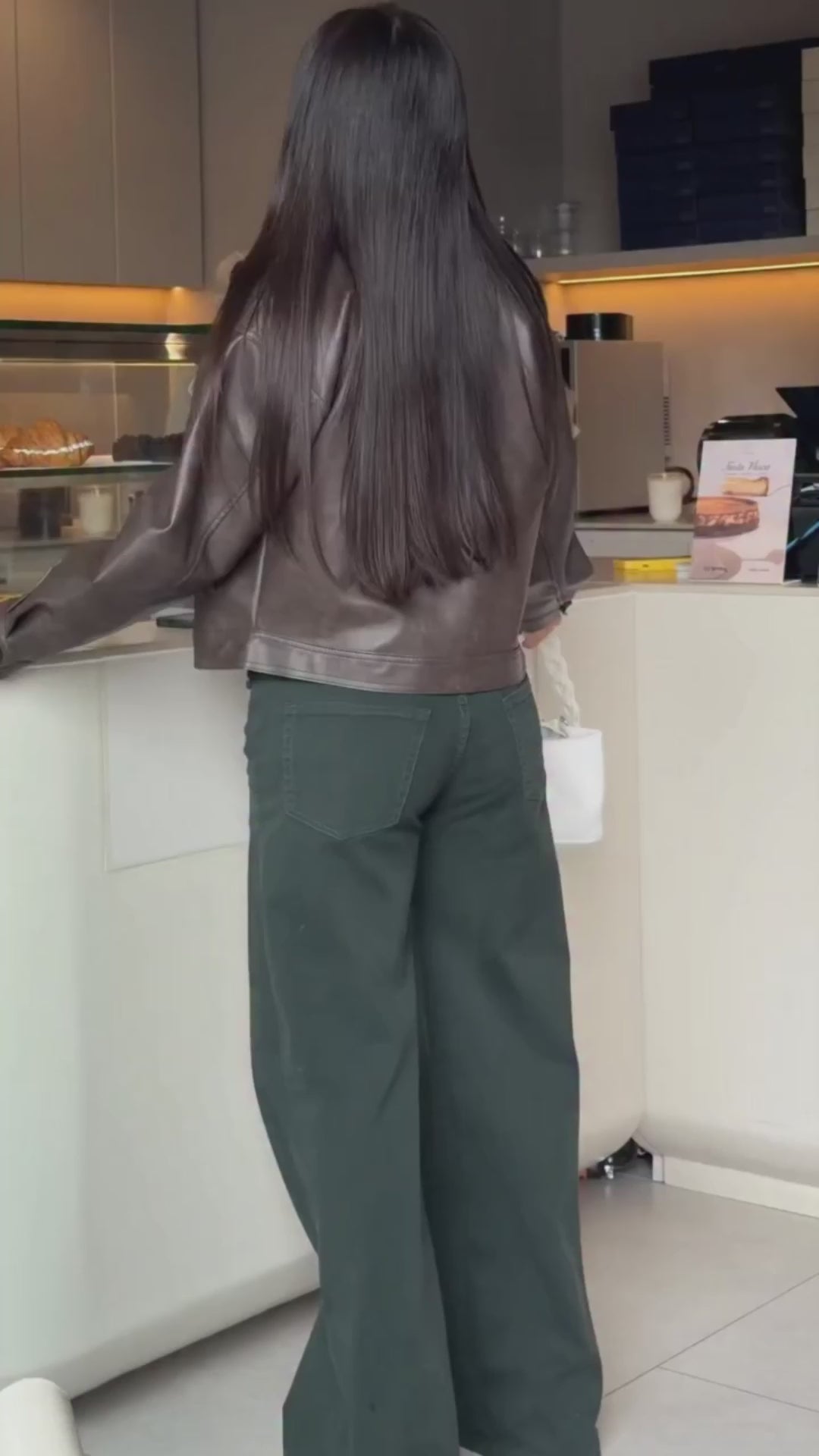 Matcha — Olive Wide-Leg Jean with Frayed Waistband