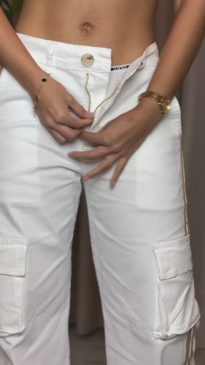 Beline Trouser — Cargo Pant with Gold Stripe
