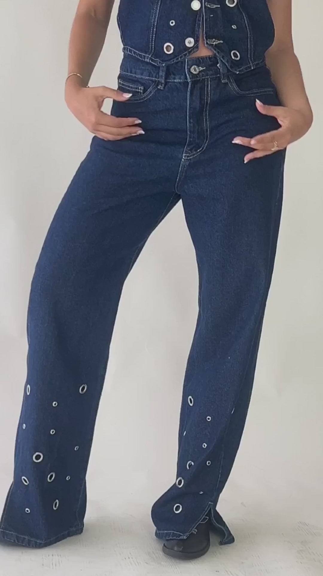 Orbit Jean — Dark Denim with Metallic Hardware
