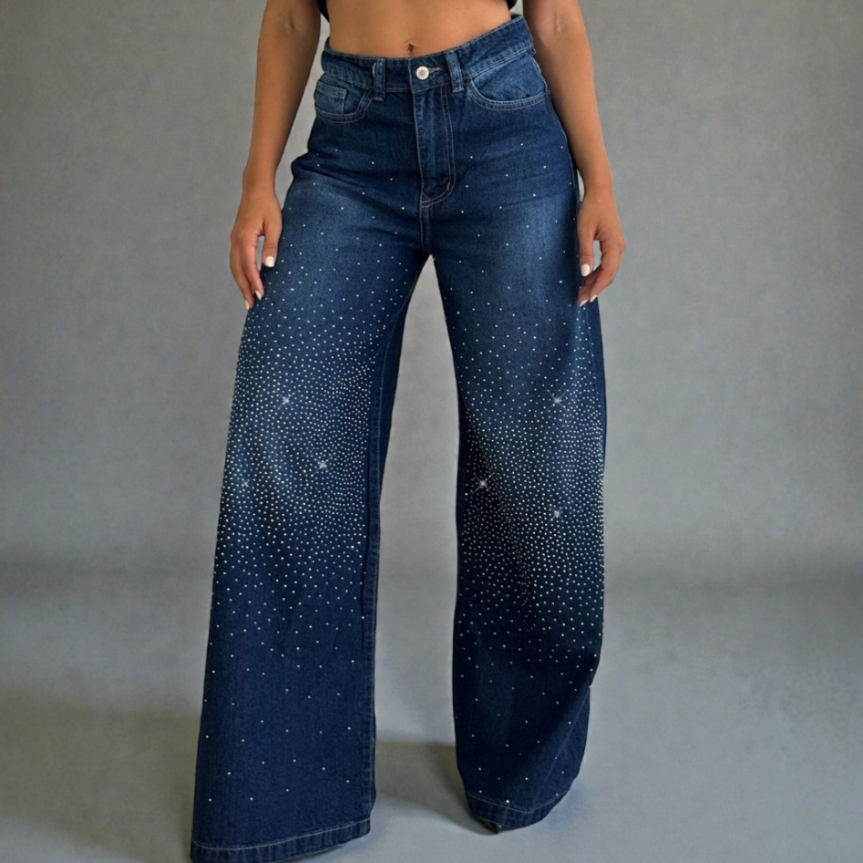 Glow Prisma — Multi-Shimmer Wide Leg Jean