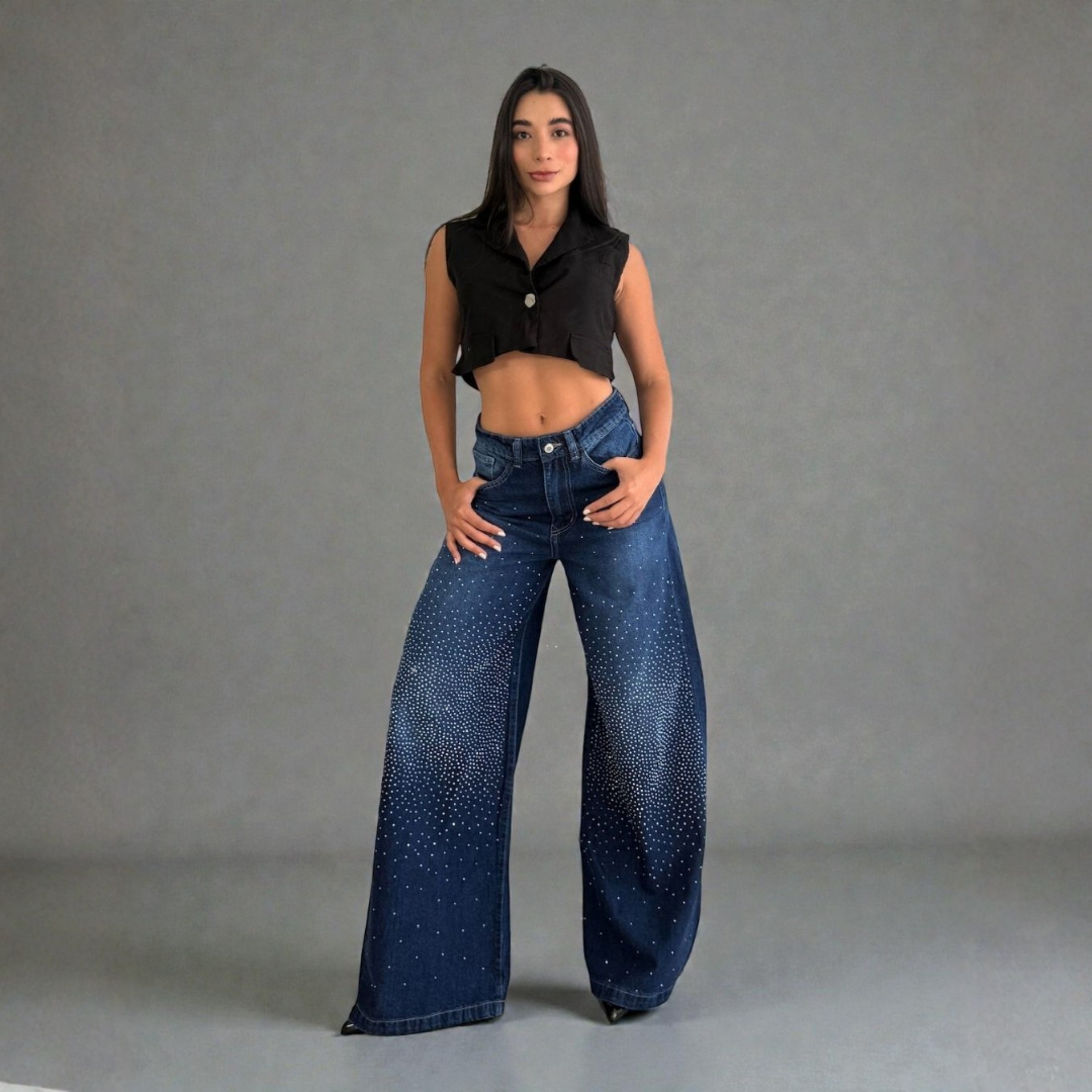 Glow Prisma — Multi-Shimmer Wide Leg Jean